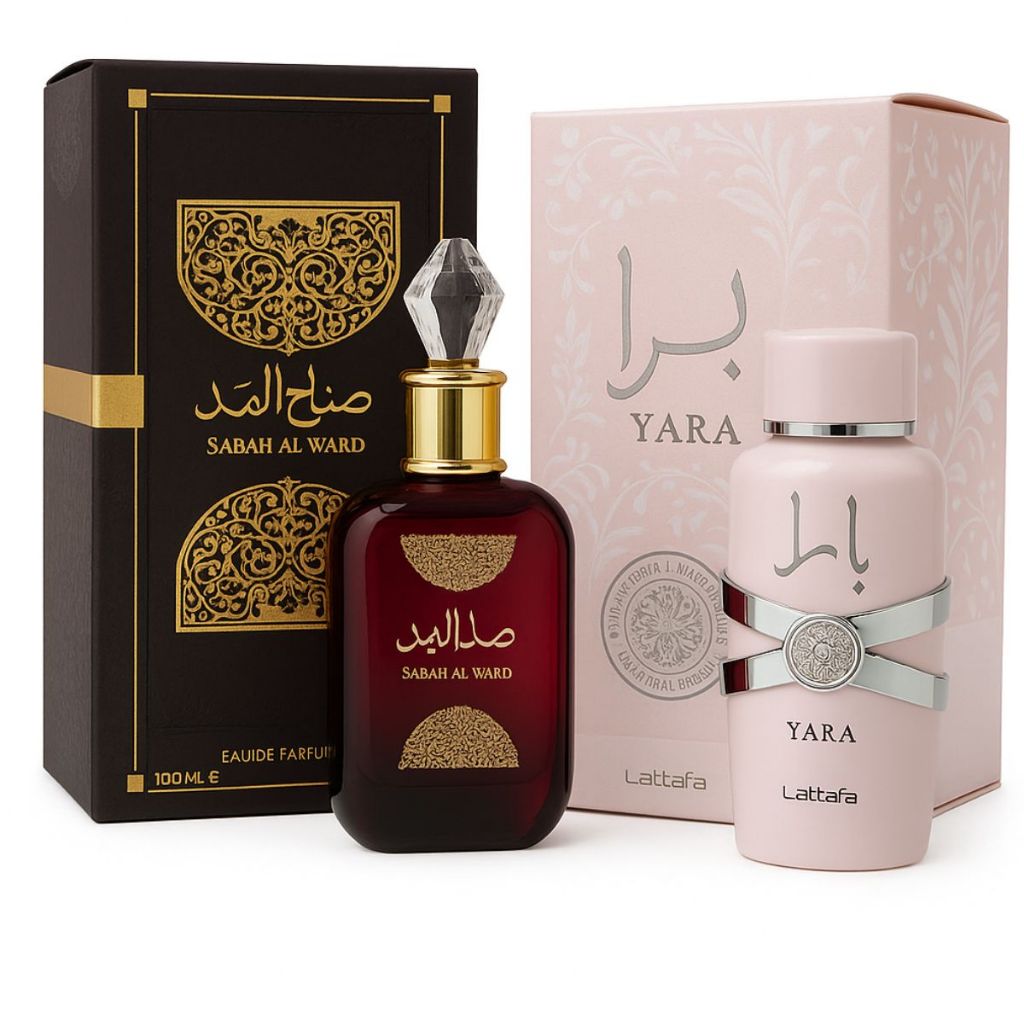Kit até 2 Perfumes Árabes Femininos Tradicionais  Lattafa Yara + Sabah Al Ward Rainha de Sabah Luxo