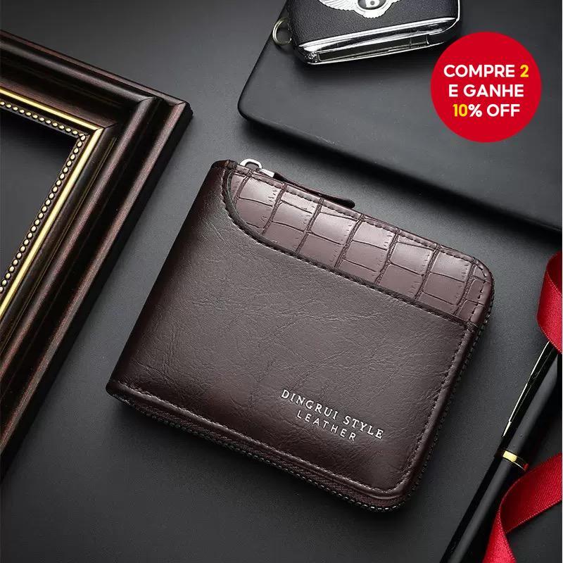 Carteira Com Zíper Padrão De Pedra Vintage  Porta-Moedas Masculino Multifuncional Elegante