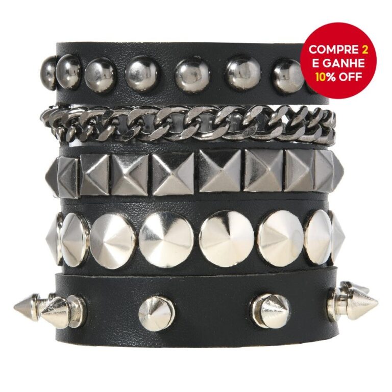 Moda Estilo Punk Gótico Rock Pulseira De Couro PU