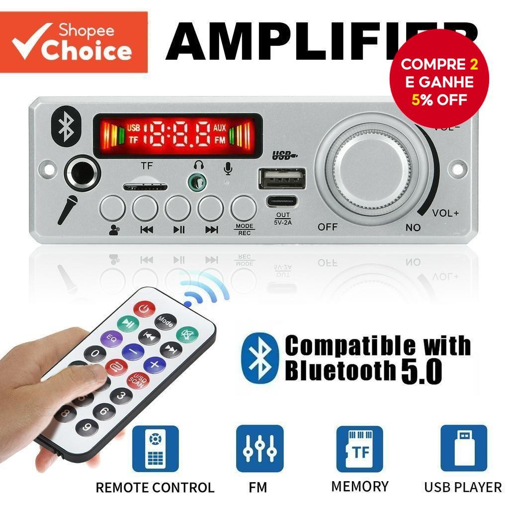40W 80W Amplificador DIY Placa De Módulo MP3 6.5mm Microfone 12V Carro MP3 Player Bluetooth 5.0 Rádi