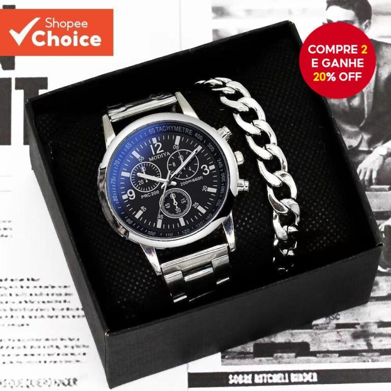 Relógio Masculino Novo Bracelete Original Conjunt