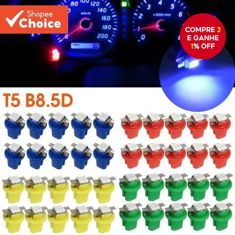10pcs T5 B8.5D 5050 SMD LED Kit De Lâmpadas De Painel Para De Velocímetro 12V