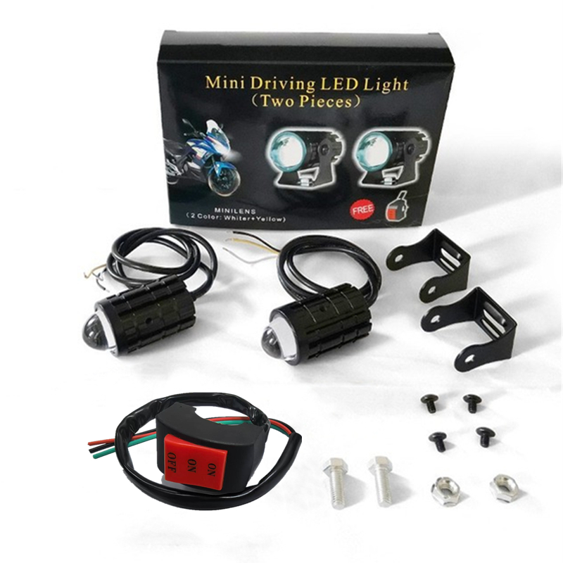Farol LED H4 Para Motocicleta Com Interruptor-MDL Mini Projetor De Luz De Condução Lente Olho De Pei