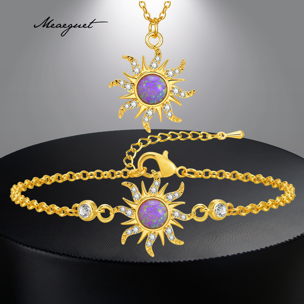 Meaeguet 2Pcs Colar Girassol Púrpura Gargantilha E Pulseira Conjunto De Jóias Para Meninas