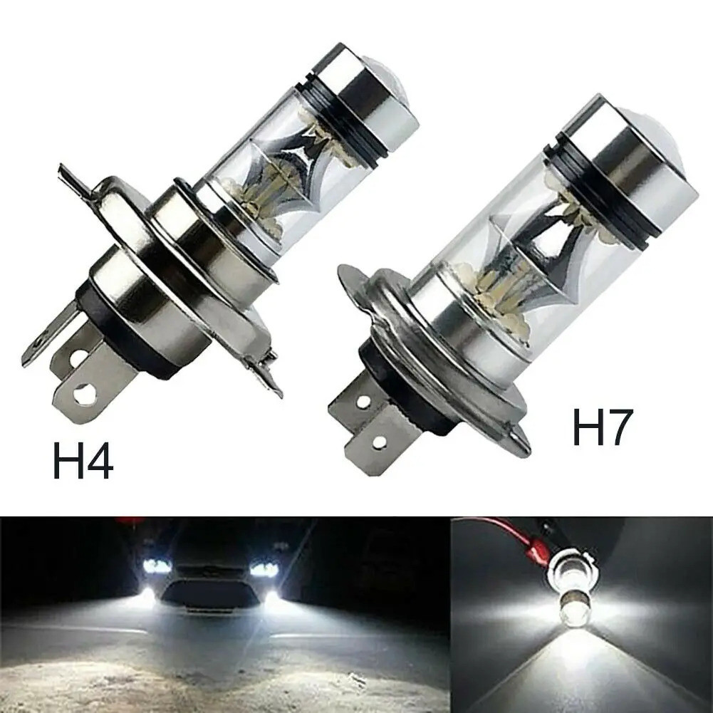 2PCS 100W H4 H7 Super Brilhante 20Smd Led Car De Condução Diurna Lâmpada De Nevoeiro 6000K Automóvel