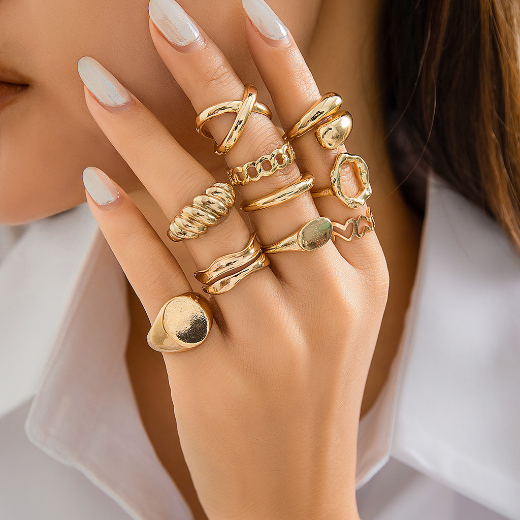 Anéis Empilháveis Para Mulheres , Coração Redondo , Abraço C , Danos , Conjunto De Joias Da Moda
