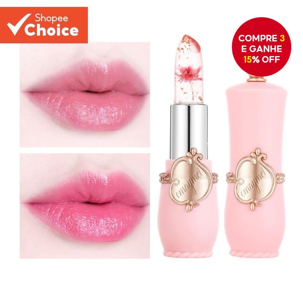 Batom De Maquiagem Hidratante Transparente Que Muda De Cor , Bálsamo Labial De Flor De Gelatina De 3