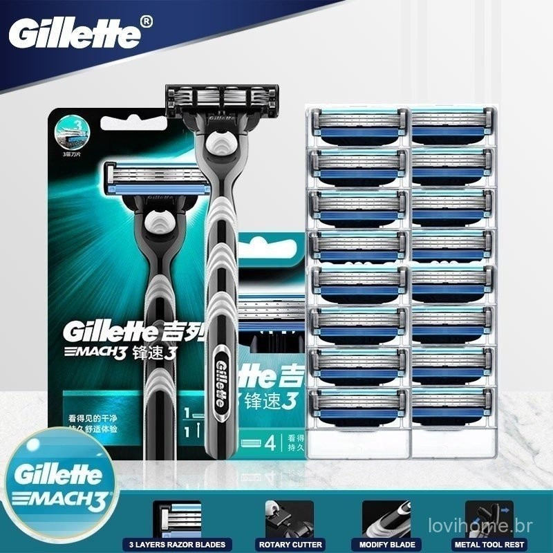 Gillette Mach 3 – Aparelho de Barbear Masculino com – Para Pele Sensível