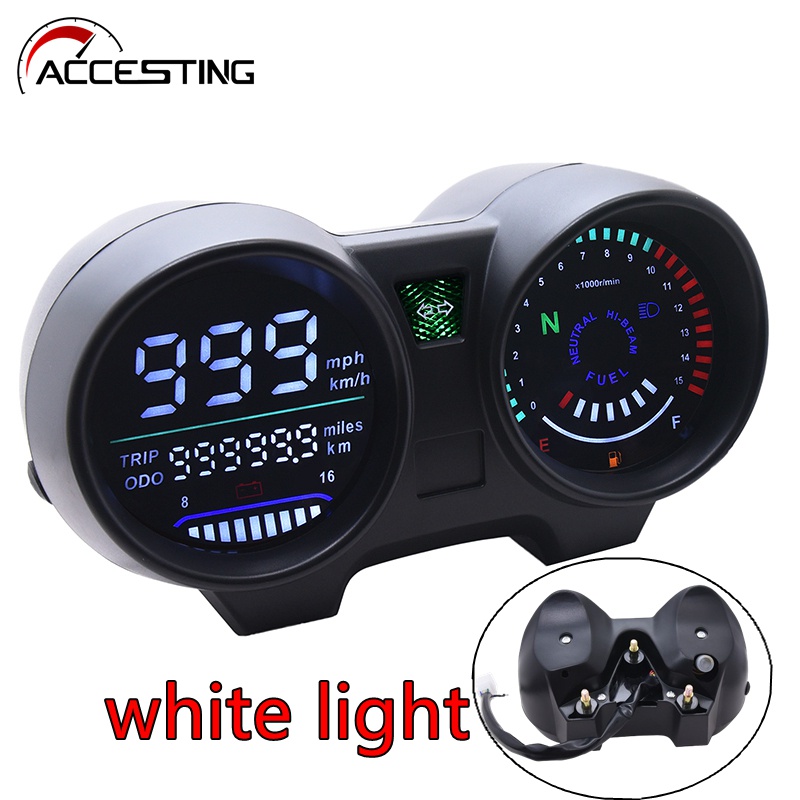 Novo Painel De Velocímetro LED Branco Digital Eletrônico De Motos RPM Medidor De Para Brasil TITAN 1