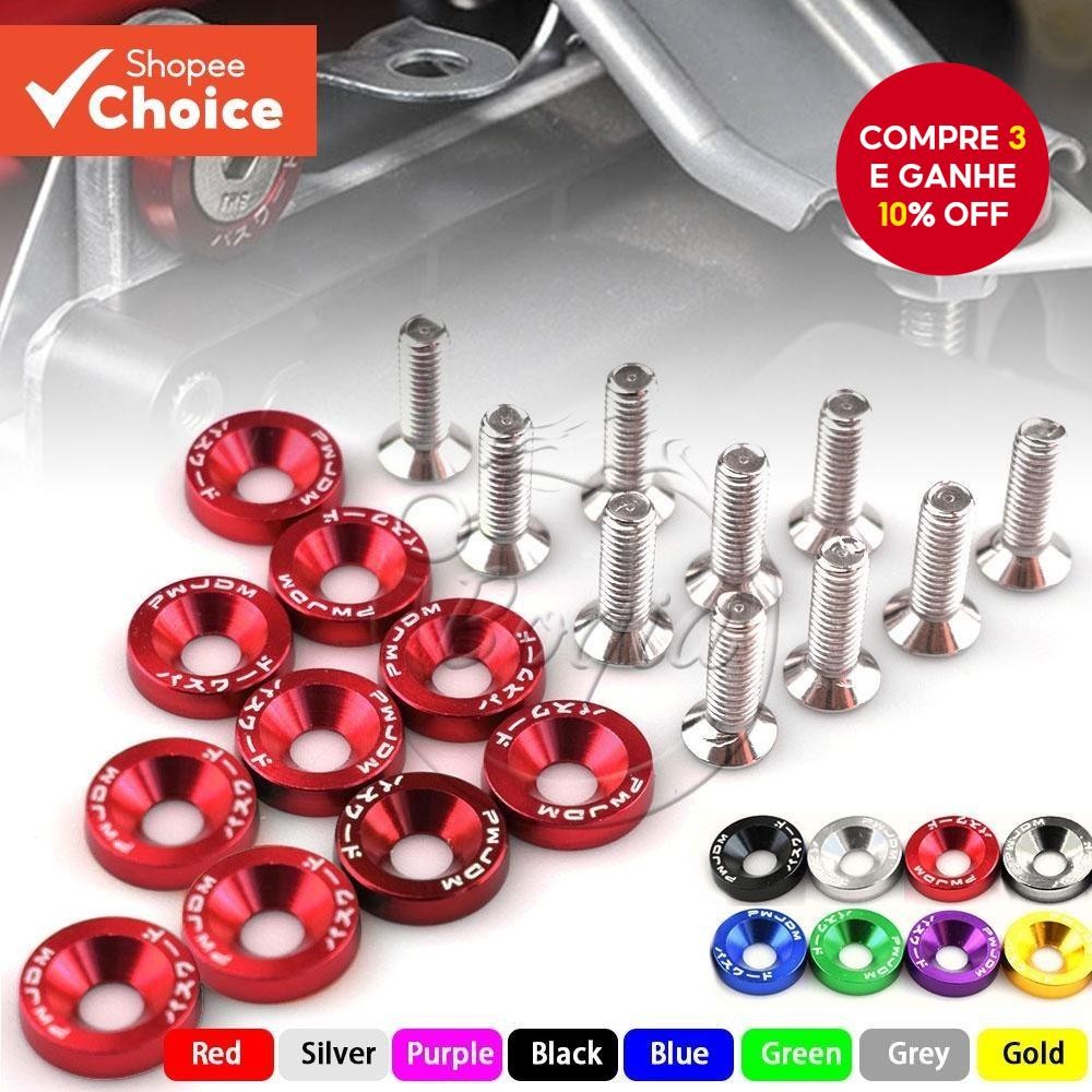 Fender Conjunto De Arruelas E Parafusos De Pára-Choque De Alumínio M6 JDM Com 10 Pacotes Para Todas