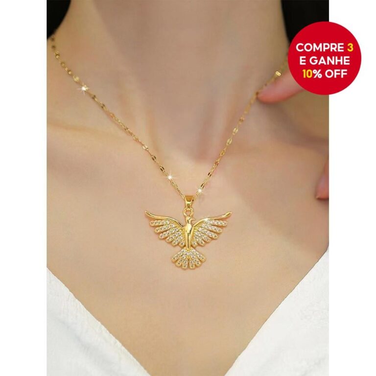 Colar Luxuoso De Aço Inoxidável Phoenix Pingente