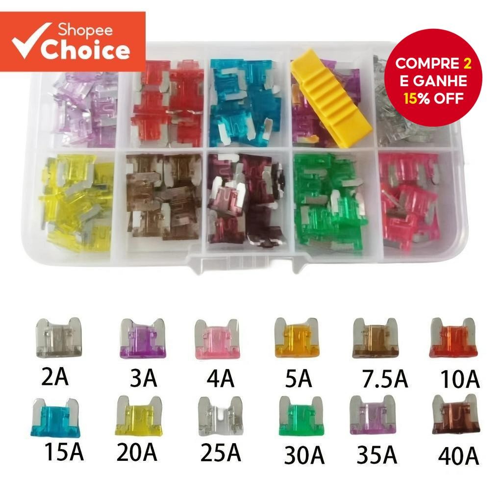 121pcs/lot Micro Fusíveis Caminhão Carro 2A-40A AMP Sortimento Caixa Plástica Clipe