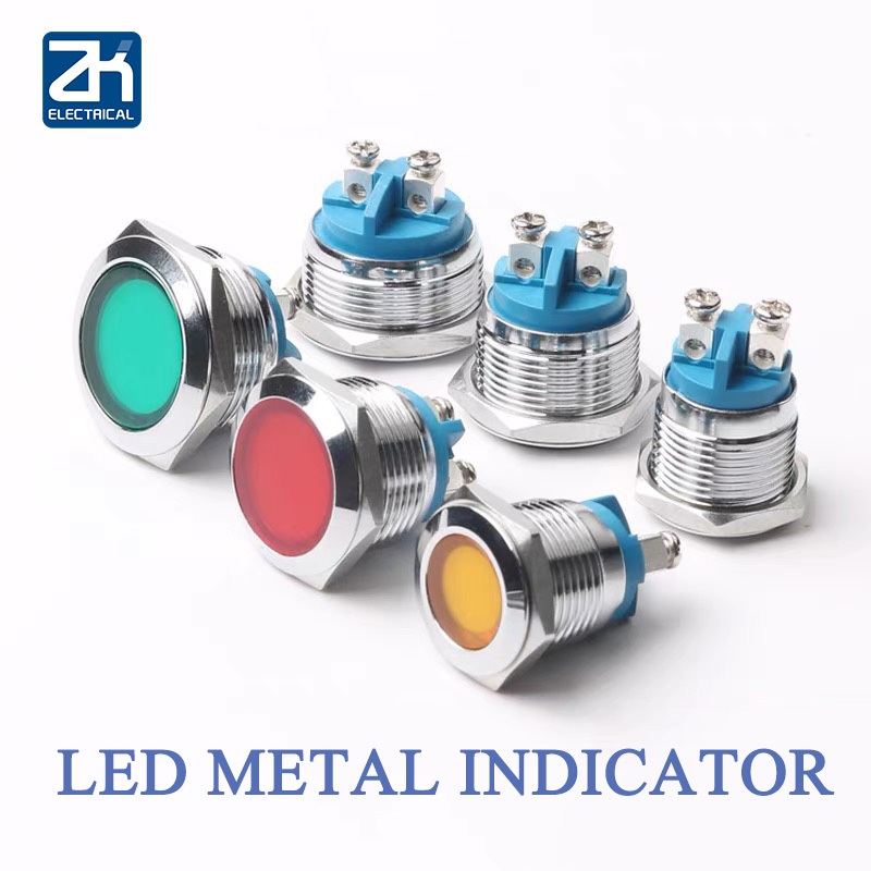 Luz Indicadora De Metal 16mm/19mm/22mm LED De Sinalização De Potência De Pino De Parafuso 6V 24V 220