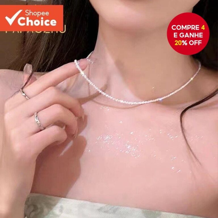 Gargantilha De Lantejoulas Prateadas Com Design De