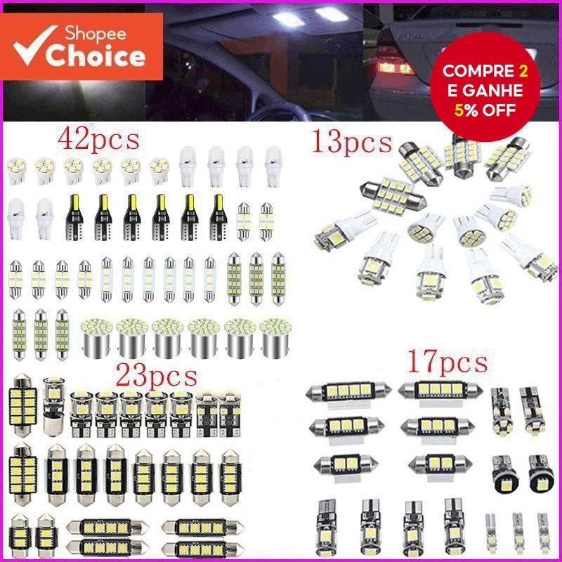 Kit De Luz Interior LED Atualizado -Mapa Combinado Branco , Cúpula , Porta-Malas , Lâmpadas De Placa
