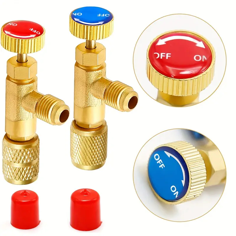 Kit 2 Pcs Refrigerante Adaptador De Carregamento De Ar Condicionado Para R410A R22 1 / 4 Líquido Vál