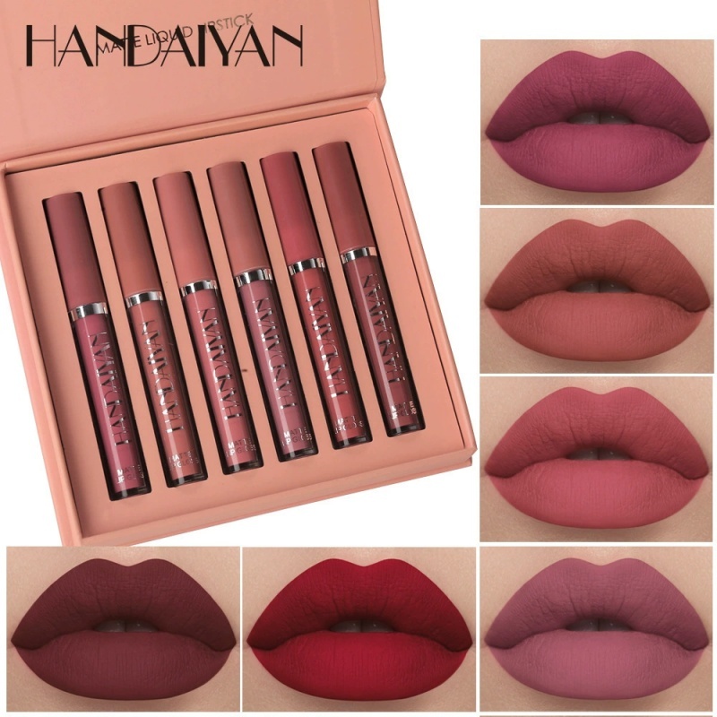 HANDAIYAN Frete Grátis 6 Peças Batom Fosco Conjunto Líquido À Prova Dágua Feminino Longo Prazo Nude