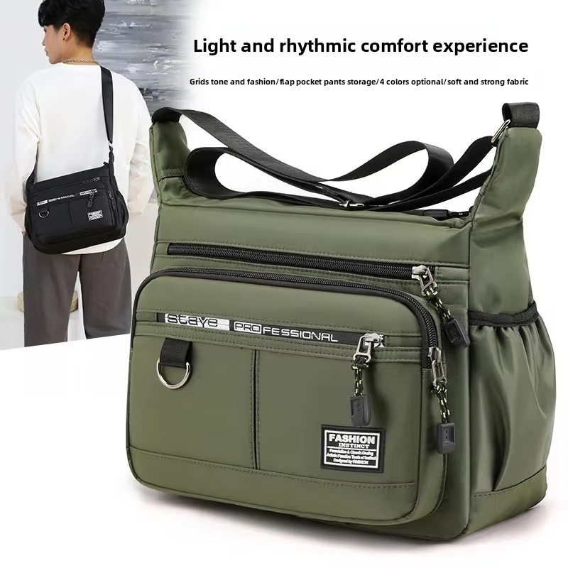 Grande capacidade bolsa de ombro mochila resistente impermeável Nylon saco de masculino crossbody