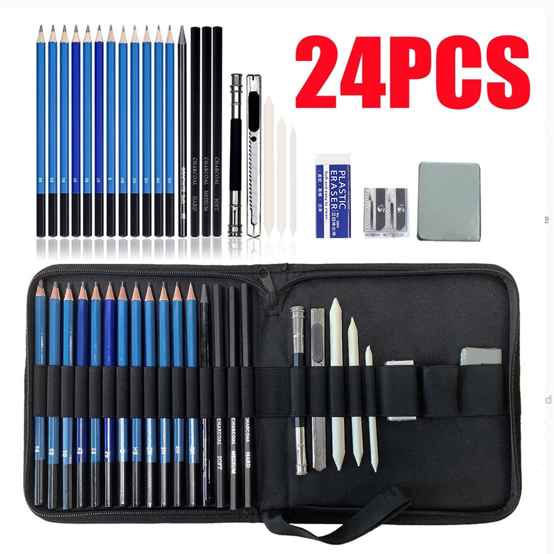 Conjunto De Lápis De Esboço 24 Peças Kit De Desenho Profissional Para Artesanato Artístico Graffiti