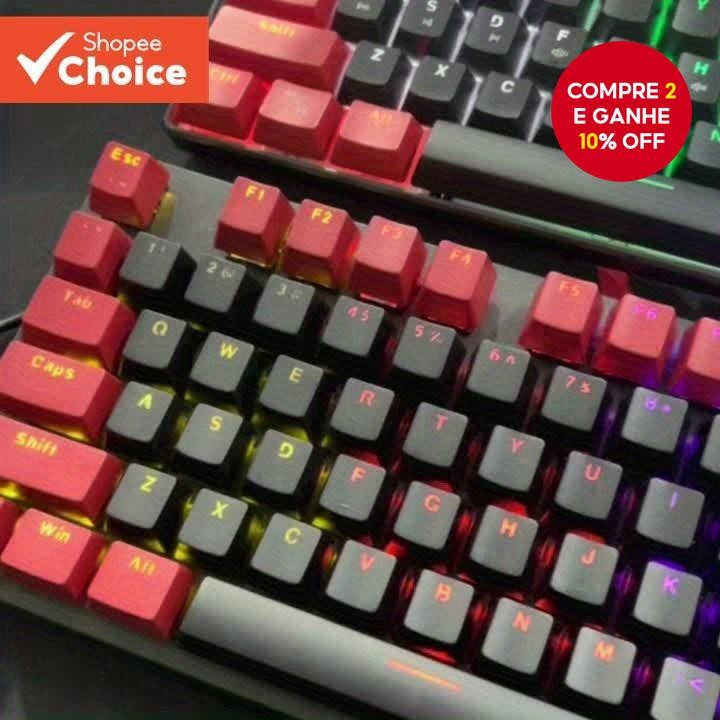 PBT Vermelho Preto 104 Keycaps ABS OEM Universal B
