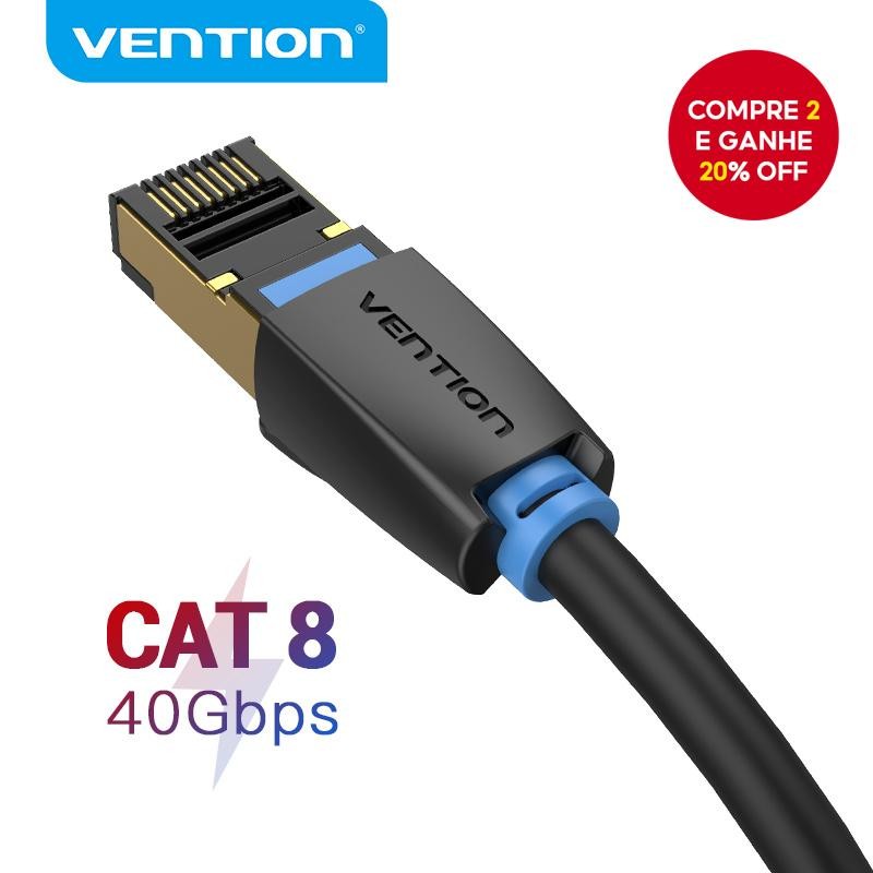 Vention Cabo Ethernet Cat8 40 Gbps Super Speed SFTP Lan De Rede Banhado A Ouro Conector RJ45 Patch C