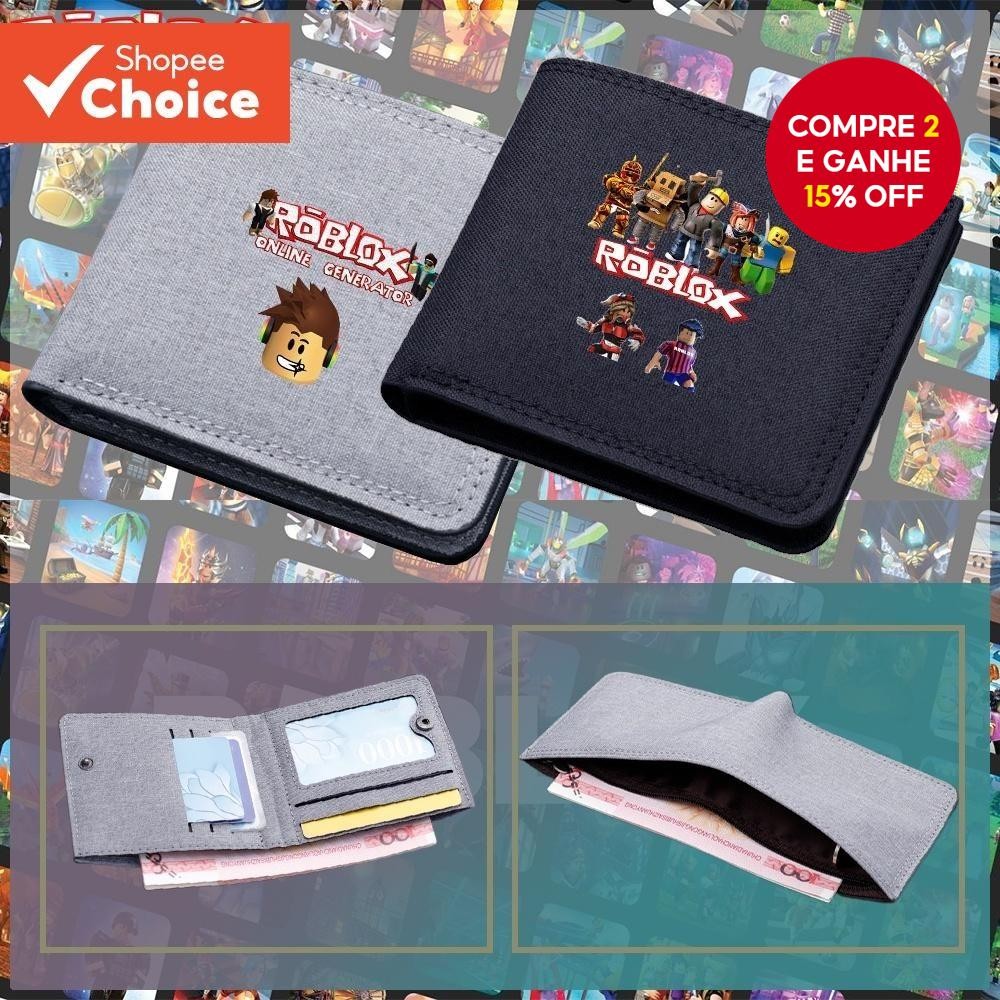 Carteira Bifold Roblox Impressa para Crianças e Adolescente com Porta-Cartões e Zipper