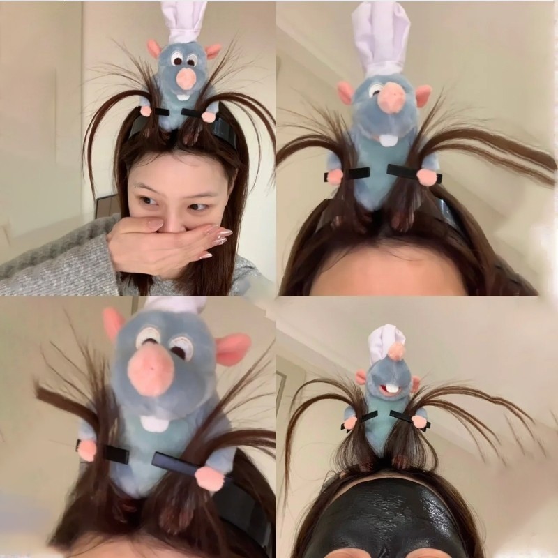 Ratatouille Hairband Novo Desenho Animado Plush Doll Headband Francês Wide-brimmed Hairpin Foto Cabe