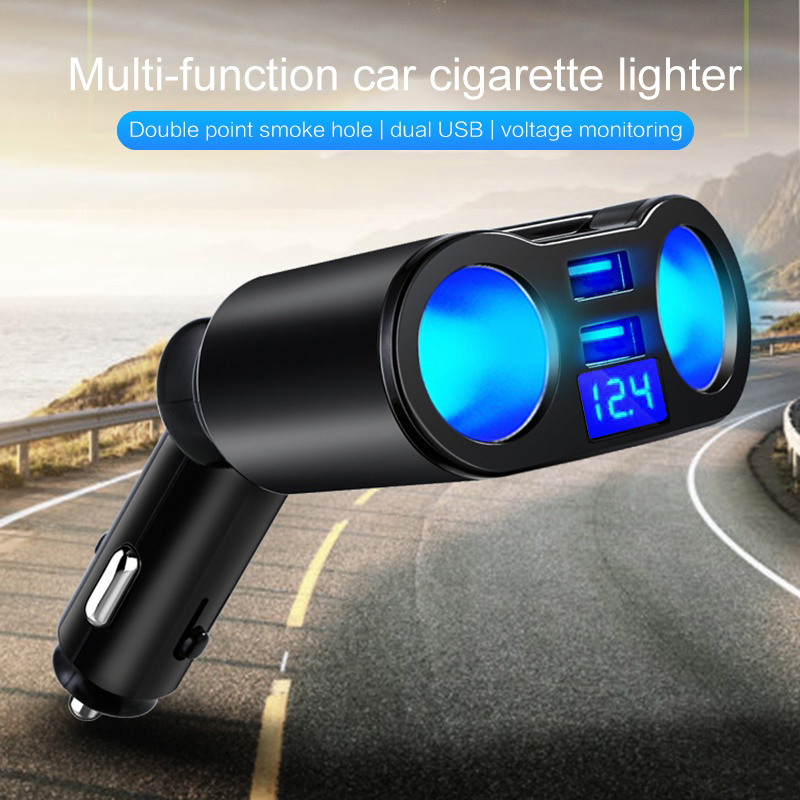 Adaptador De Carregador De Carro USB Duplo 3.1A 4 Em 1 Display LED 12-24V Tomada De Cigarro Divisor