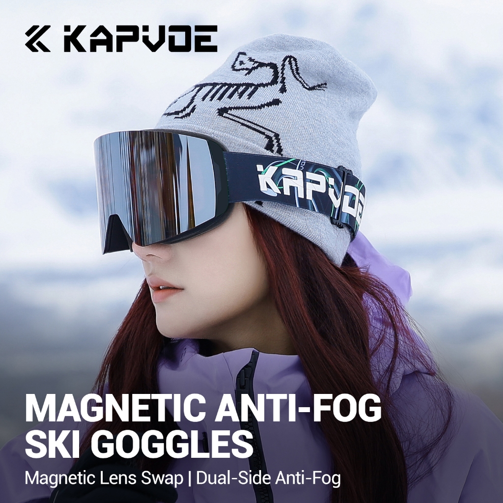 Kapvoe Ski Goggles Snow Mask Men Anti-fog Lens Kit UV400 Women Snowmobile