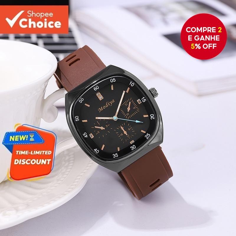 Rovga Relógio Quadrado Design Coreano Moda Unissex Quartzo Impermeável Soft Silicone Banda
