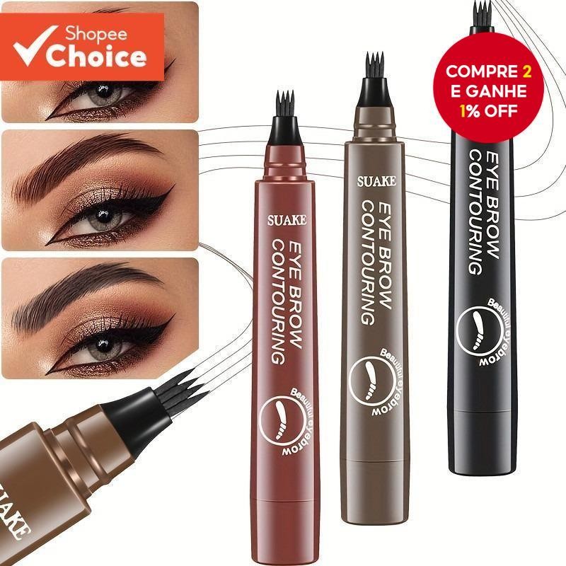 Caneta De Sobrancelha Microblading De 4 Pinos-Traços Naturais À Prova Dágua , Maquiagem De Longa Dur