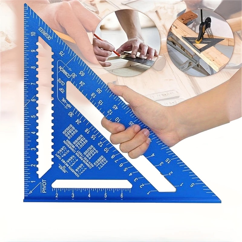 Esquadro Rápido Triangular Régua E Transferidor 12 Polegadas Cor Azul Top