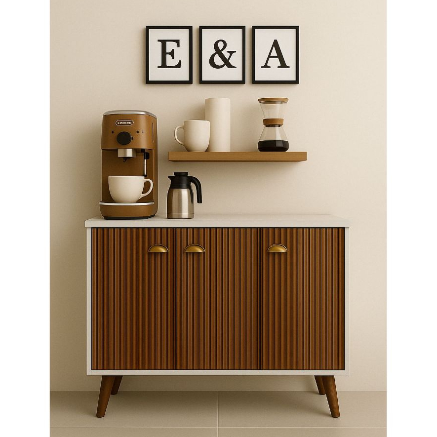 QUEIMA DE ESTOQUE – Aparador Buffet EEA 3 Portas com Pés Retro Cantinho Do Café
