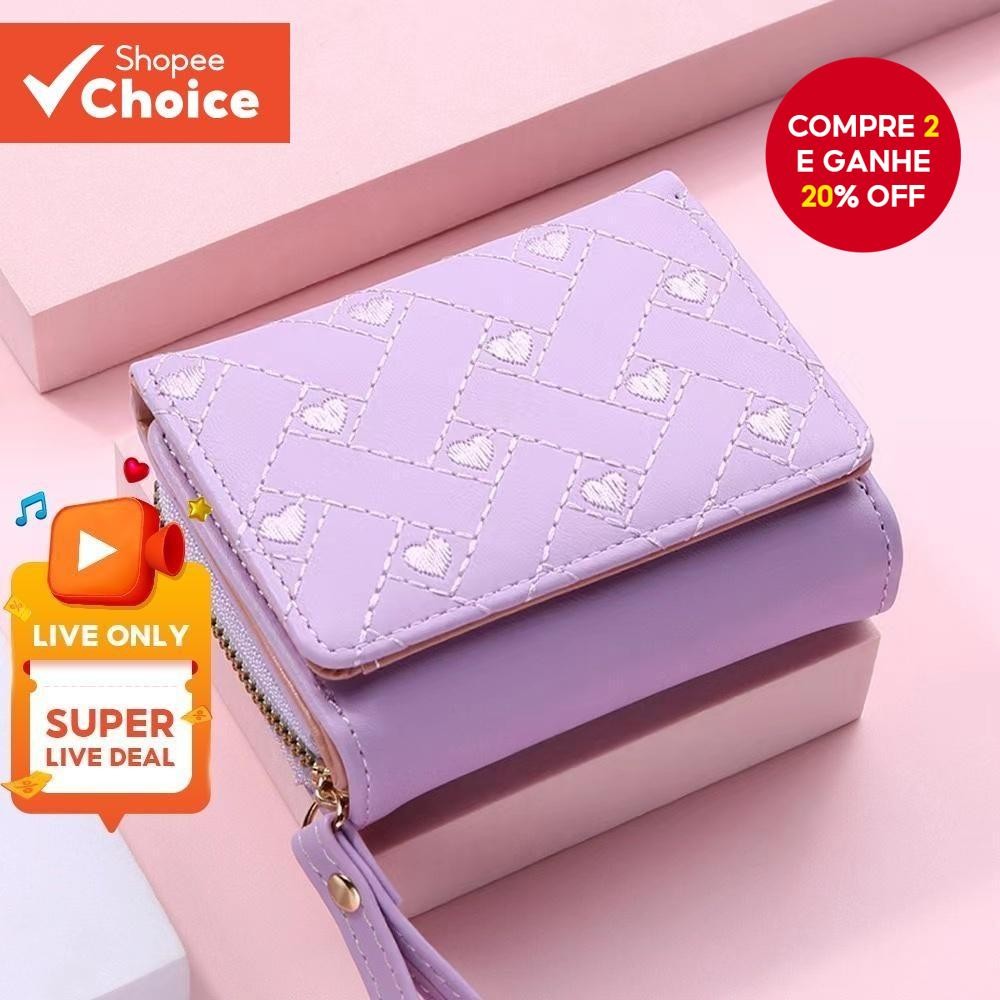 Mini Bolsa De Moedas Bordada Elegante Feminina Adequada Para E Cartões De Crédito