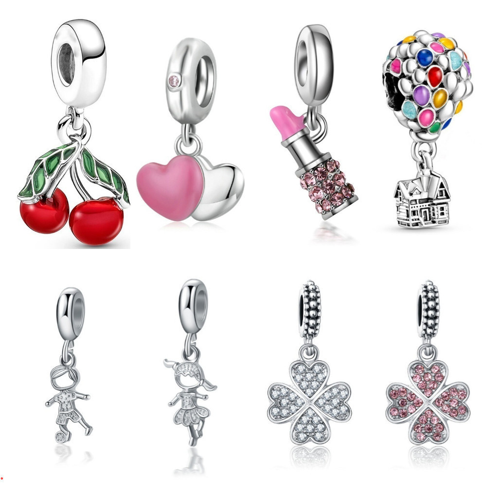 Berloque Encantos Prata 925 Trevo Mar Tartaruga Cereja Acessórios Pulseira Contas Amantes Diamante I