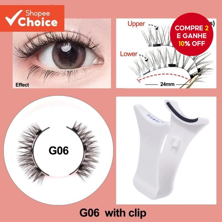 4 Unidades (1 Par) Cílios Postiços Clipe 3D Magn