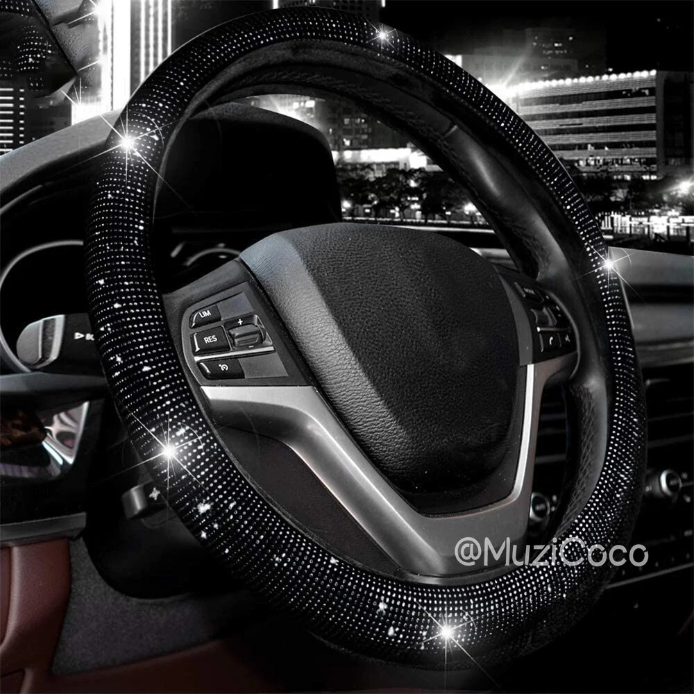 Universal 38CM Rhinestones Tampa Do Volante Com Protetor Antiderrapante Respirável Para Carro Diaman