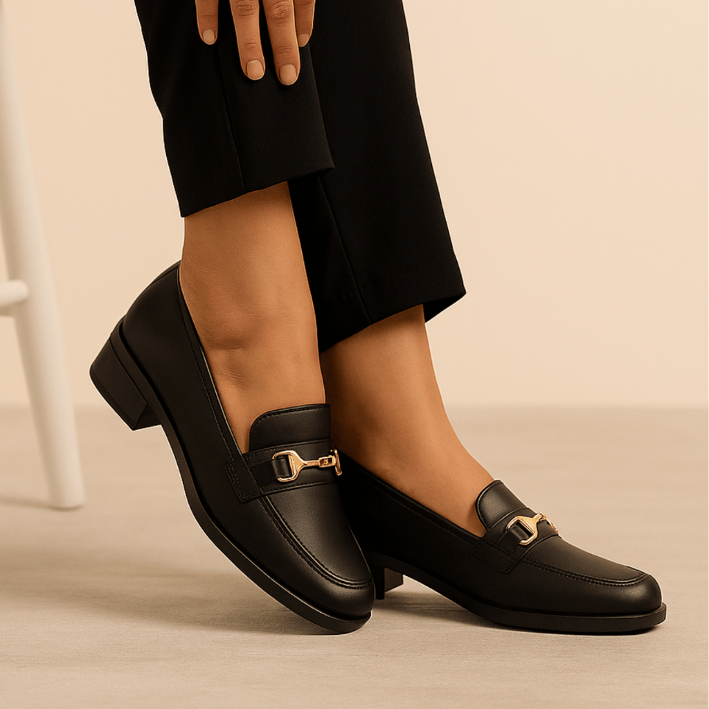 Sapato Feminino Mocassim Bico Quadrado Social Confortável Solado Tratorado – Dia a Dia