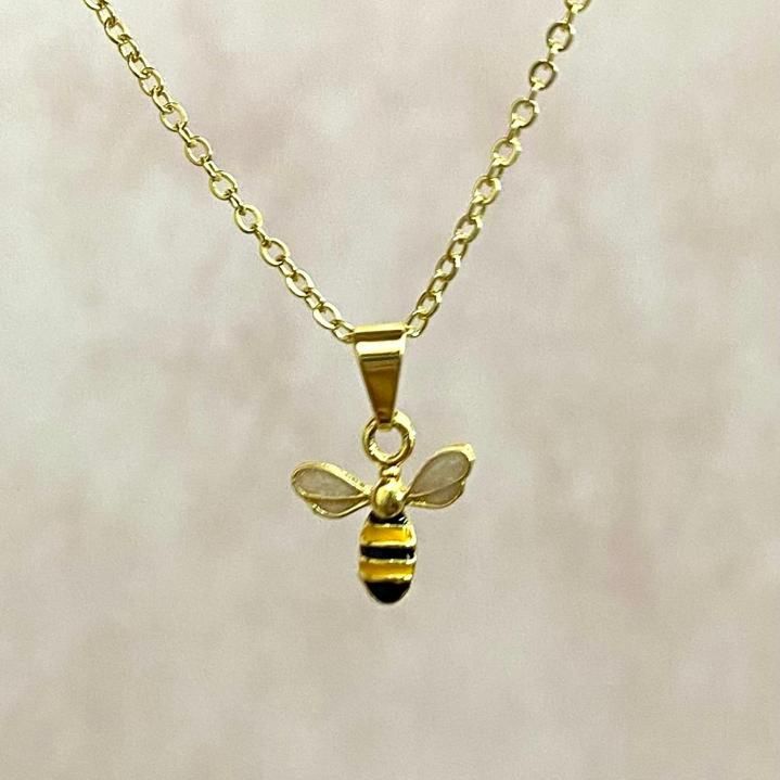 Colar Infantil Feminino Abelha Delicada Banhado a 