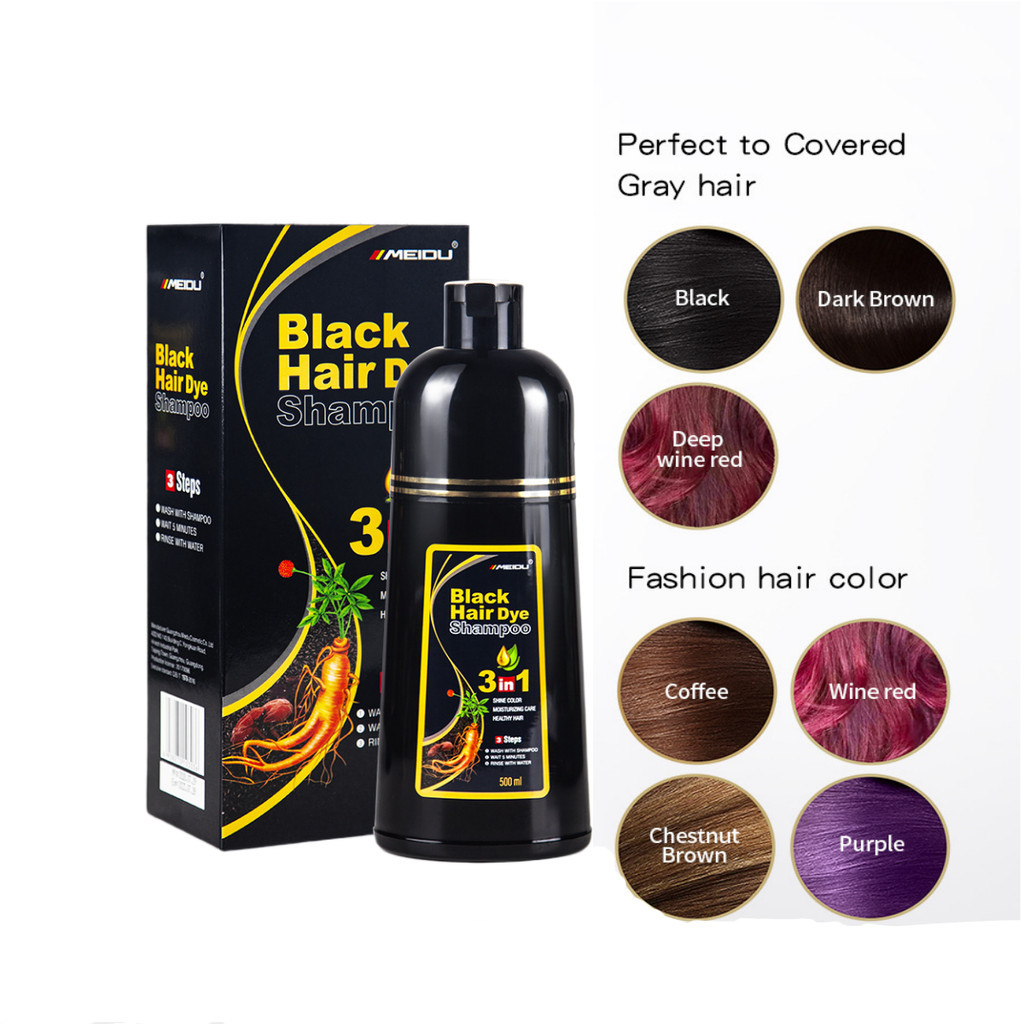 Meidu One Black Hair Dye /Shampoo One Wash Color Branco a Preto Boutique Planta Creme de Tintura de