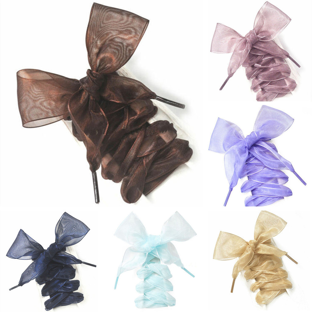 1 Par Colorido 12 Cores 110 CM Fios Chiffon Transparentes Cordões Para Sapatos De Cor Transparente C