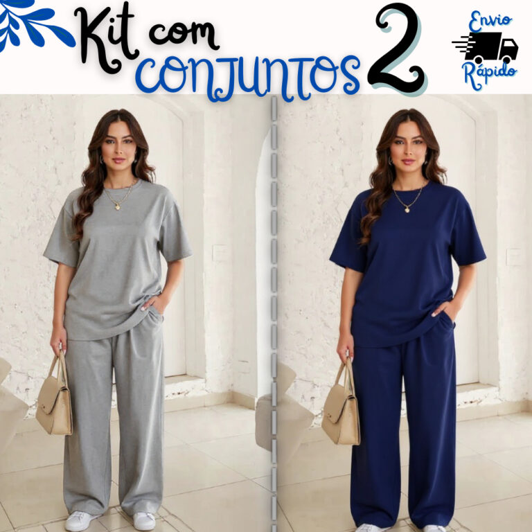 Kit com 2 Conjunto modelo blusa Over e calça pant