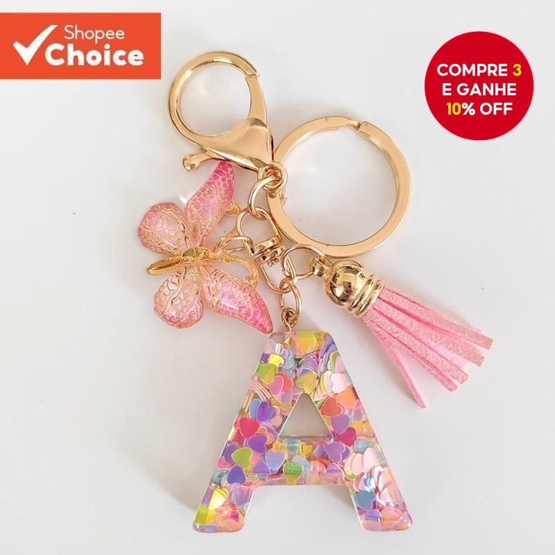 Cross-Border Rosa Lantejoulas Epóxi Carta Chaveiro Pingente Com Borboleta Borla Decoração Acessórios