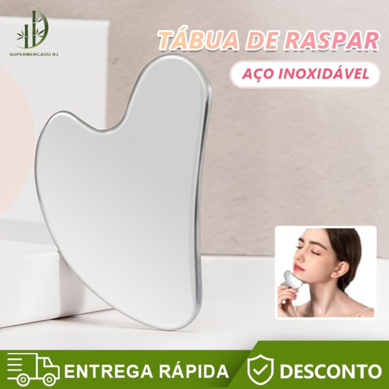 Placa Gua Sha Inox 95g  Massagem Facial, Skincare,