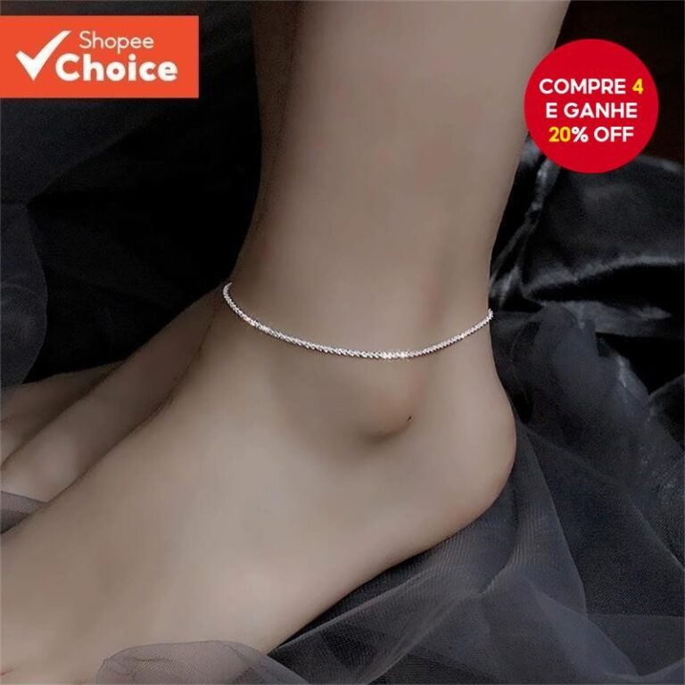 Tornozeleira De Prata Cintilante Com Design De Est