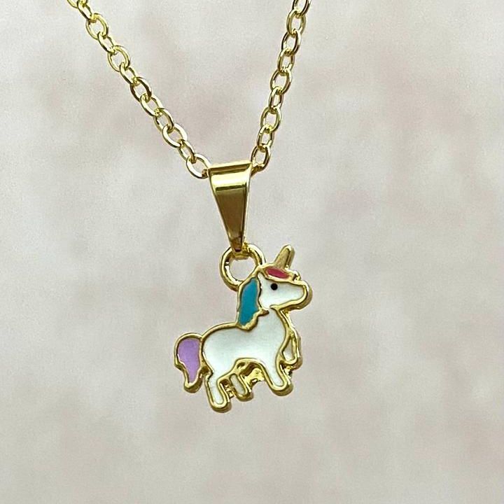 Colar Infantil Unicórnio Delicado Feminino (40cm)