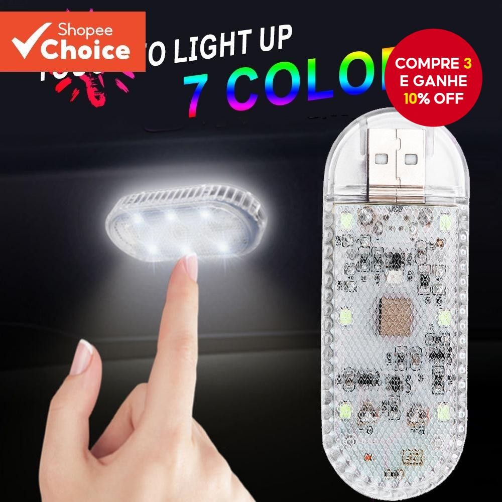 6LED Luzes De Toque Do Carro Recarregável Auto Interior Cúpula Luz Teto Lâmpadas Leitura Tronco USB