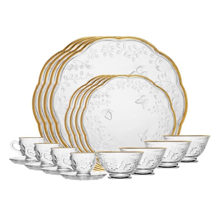 Jogo de Jantar 20 peças New Butterfly Fio de Ouro