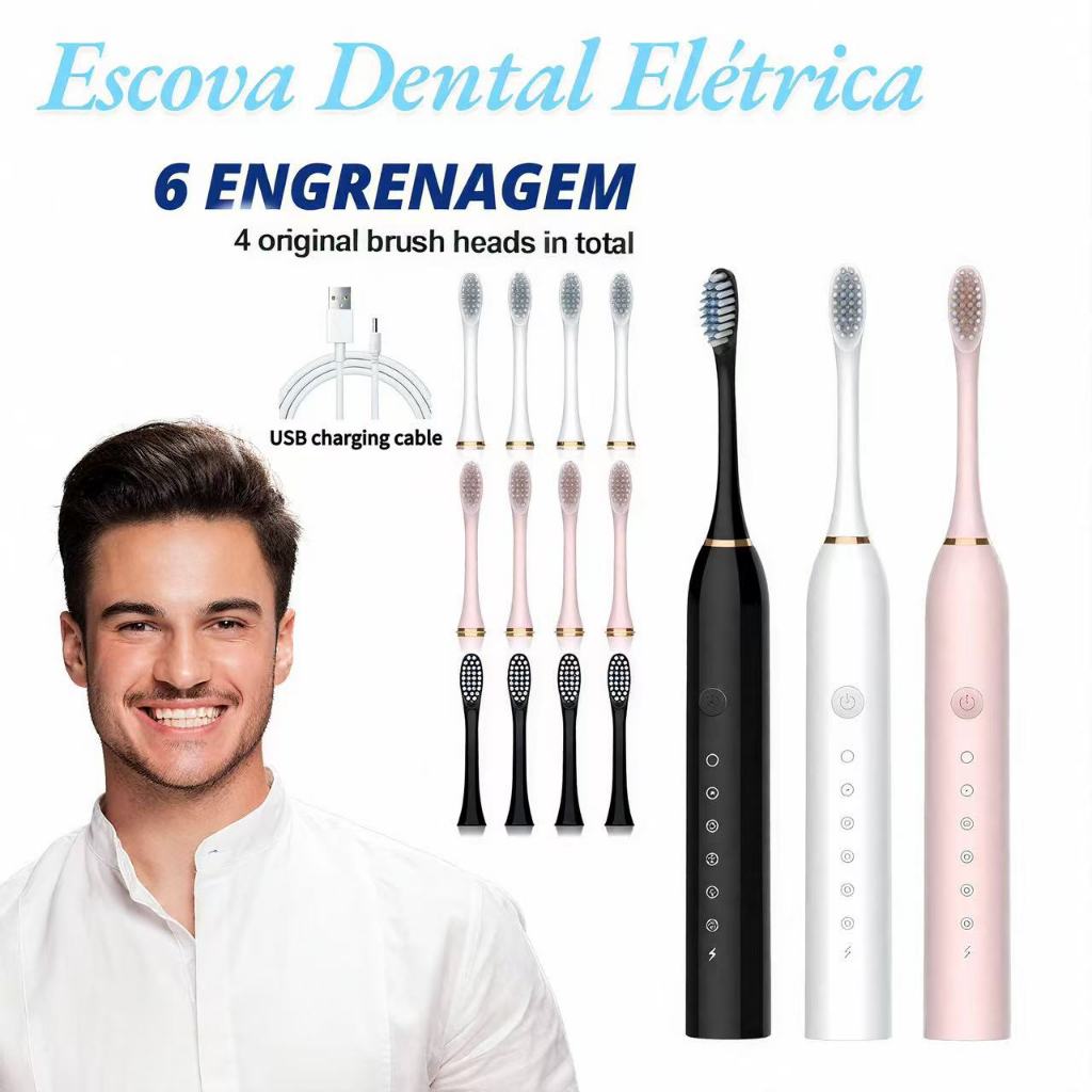 Escova de dentes elétrica recarregável Sonic IPX7