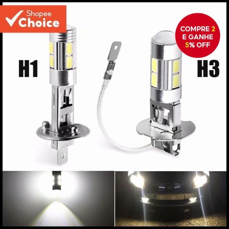 2 Pcs H1 H3 Lâmpadas LED 6000K Branco 10-SMD 5630